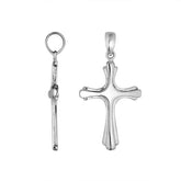 Sterling silver cross pendant with smooth high-polish finish, handcrafted in Bali – classic religious jewelry.